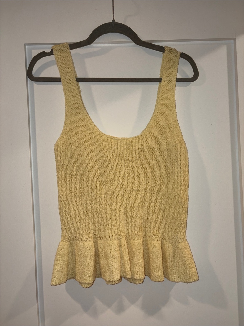 Blu Pepper Yellow Knit Peplum Tank